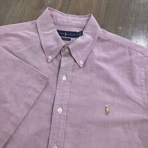 Ralph Lauren Short Sleeve Button Down Oxford Shirt Mens XL Polo Pony Logo Pink